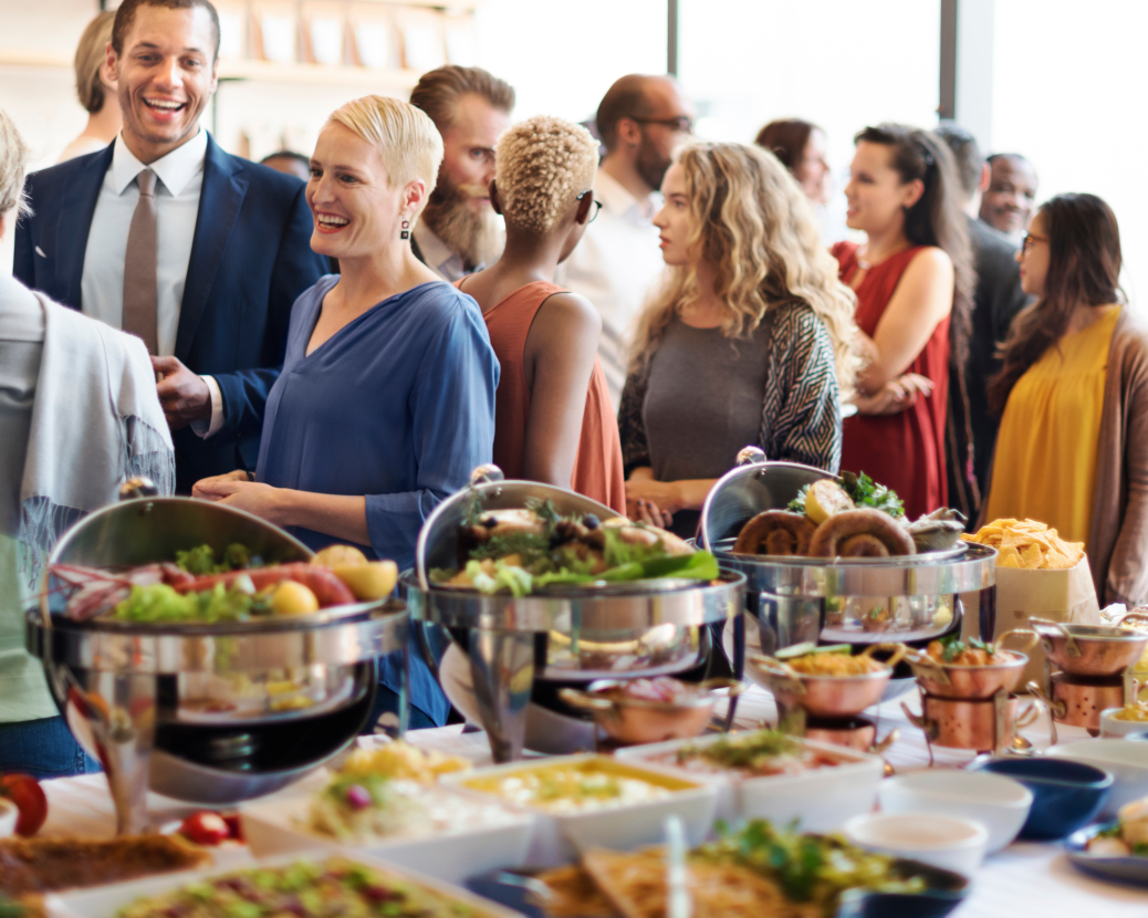 people gathering and eating